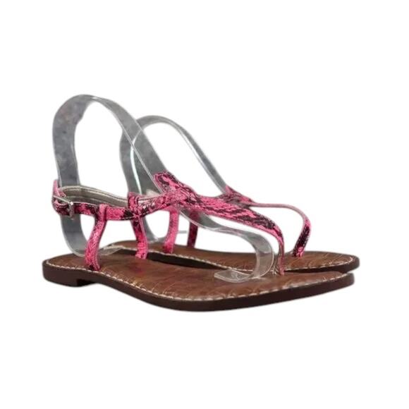 Sam Edelman Shoes Womens 5 Sandals Fashion Casual Snake Print Leather Pink Gigi - Picture 12 of 12